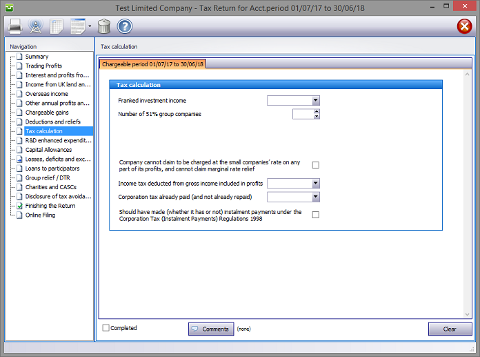 topuptax - Corporate Return - Tax Calculation